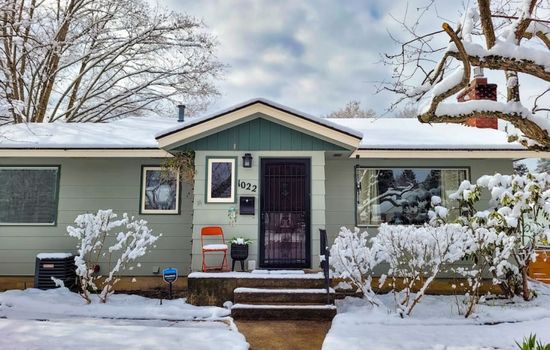 front exterior during winter months