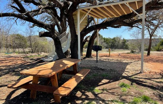Tree House Shelter with Grill and Picnic Table