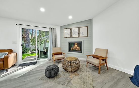 The remote controlled fireplace(instructions in your welcome book!) keeps the main social area warm and cozy during a cold winter day or even a chilly fall evening.