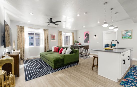 Living room and dining room layout