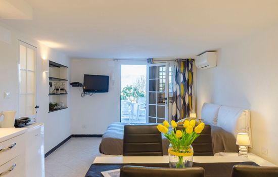 Einzimmerwohnung mit Terrasse und Blick auf den Berg