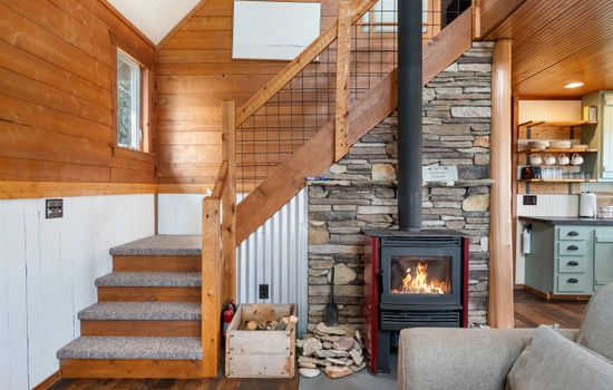 A warm, cozy fire in the wood burning stove