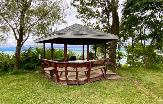 Enjoy morning coffee in the gazebo