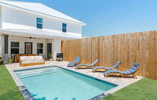 Enough yard for games and loungers to relax in