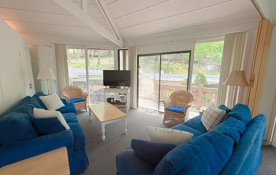 Gather with family or friends in the inviting living area of this charming treetop retreat.