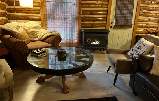 Pull up to the wagon wheel and play a game by the fireplace 