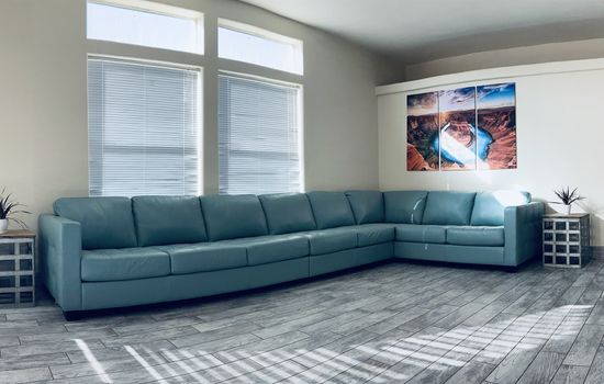 Huge top grain leather sectional