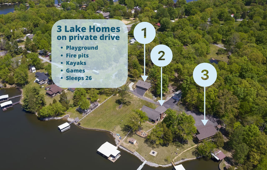 3 Lake homes on private drive