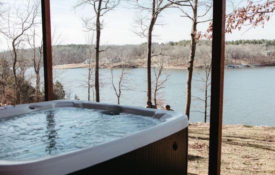 Hot tub overlooking the lake