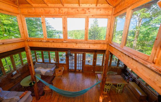 soaring ceiling of main cottage
