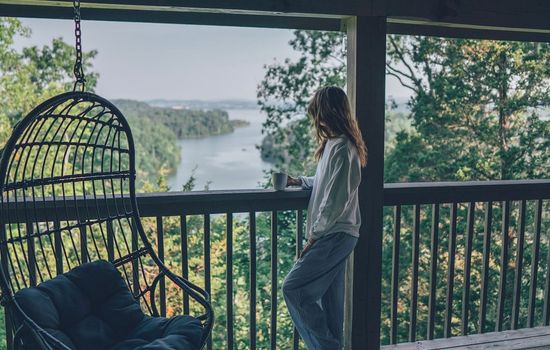 Start your day with coffee on a private lakeview deck