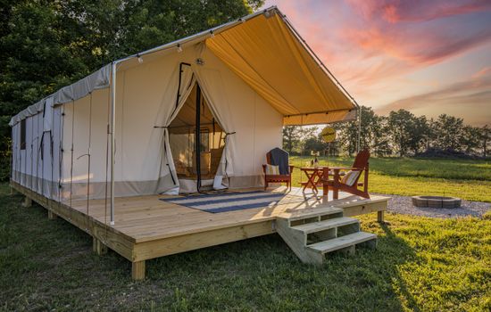 Beautiful exterior view of glamping tent