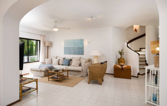 Living room view from the dining room. AC