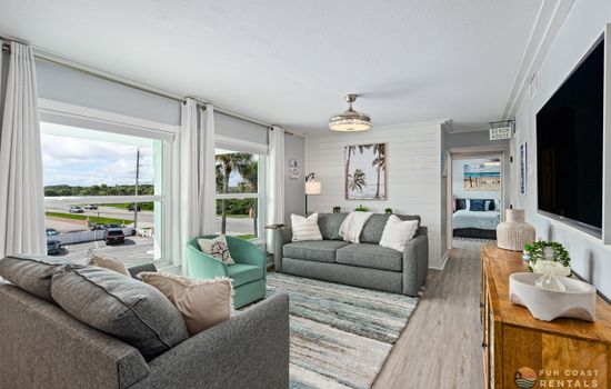 Spacious Living Room with Smart TV