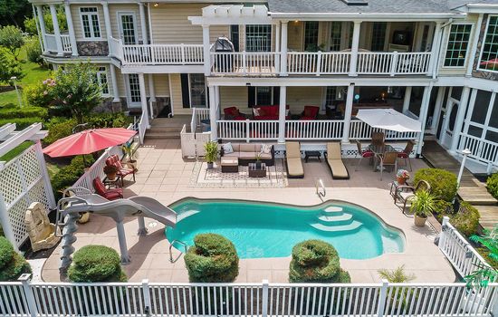 Arial of the Pool and Main Hosue