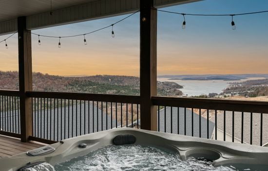 Top deck with lake view from the hot tub