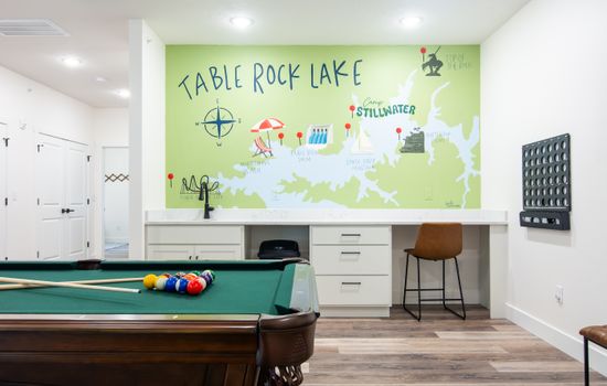 Desk area and pool table to enjoy