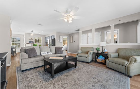 Living room with Queen sofa sleeper
