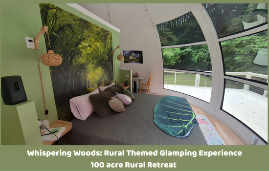 Rural Glamping Dome Experience on 100 acres with a King bed