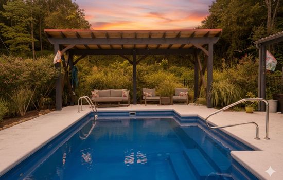 The Main Event: Our sparkling heated saltwater pool, designed for ultimate summer relaxation.