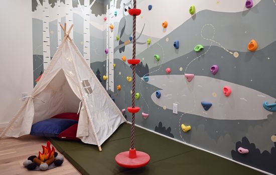 Camp out in the indoor woodlands.