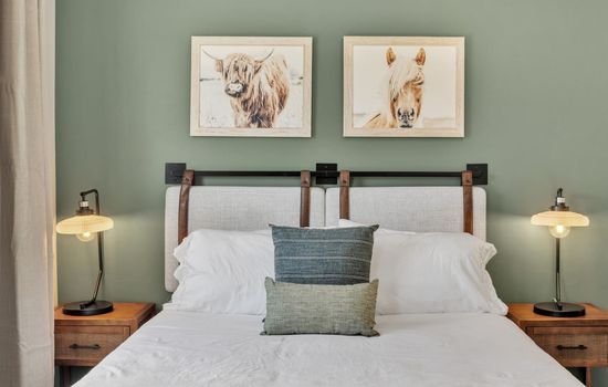 Get a good night's sleep in your large queen bed after a long day