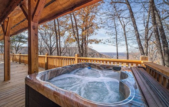 Private hot tub with breathtaking mountain and valley views.