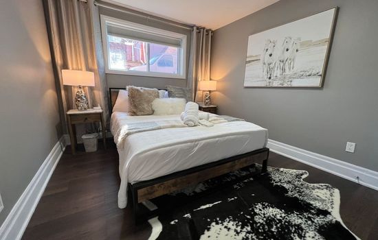 Comfortable king-sized bed for a restful sleep.