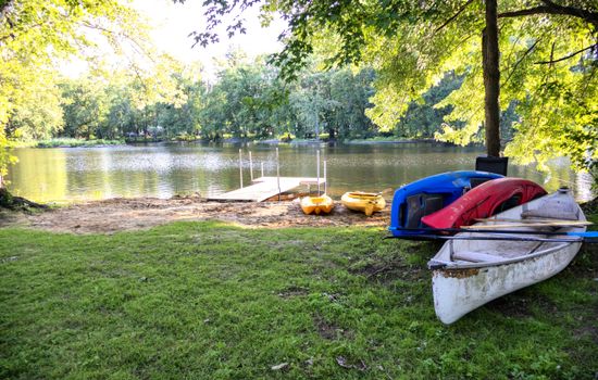 Our private beach with kayaks, canoe, paddleboards, and space to slow down. Unlike the busy, high-traffic lakes, the river offers a calmer place to paddle. Beach installed end of June until the first frost. 