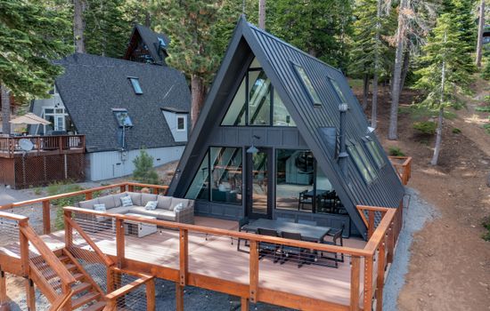 An iconic modern A-Frame with a commanding view of Lake Tahoe.