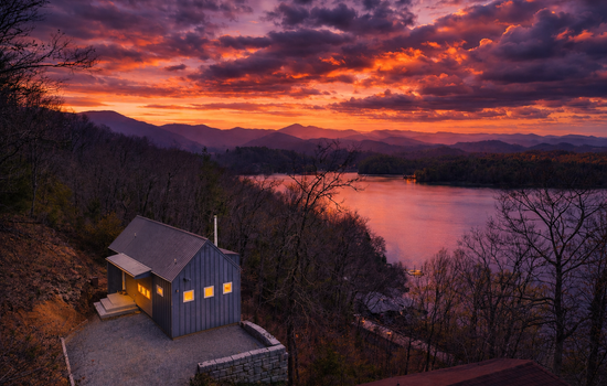 Sunset views from Hidden Point House overlooking beautiful Lake Santeetlah.