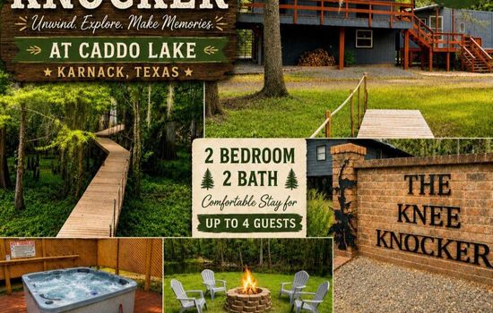 Welcome to THE KNEE KNOCKER at Caddo with nature dock in Karnack, Texas