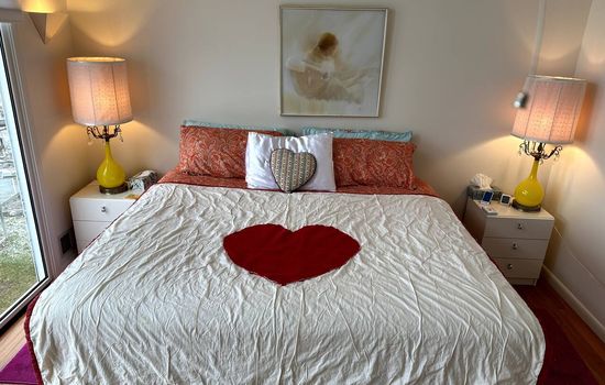 Valentine's Month bedspread or upon request before last cleaning before your arrival to ensure it is on the bed. If too late, please inquire where to find it