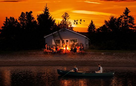 Cozy Home II sunset. People around the firepit .png