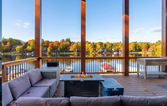 Modern Craftsman Lodge | Fire Pit Water Views