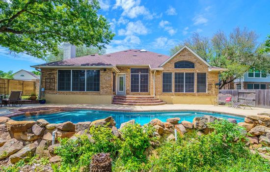 Take a dip in the private backyard pool.