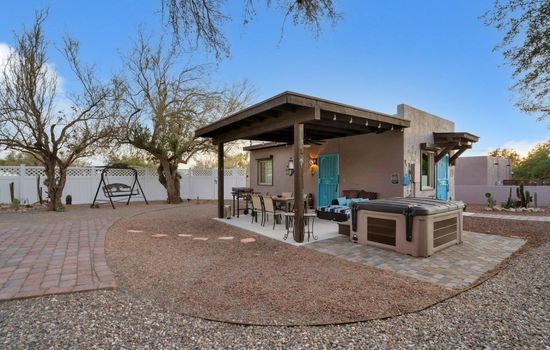 Private guesthouse retreat with outdoor amenities designed for comfort and relaxation.