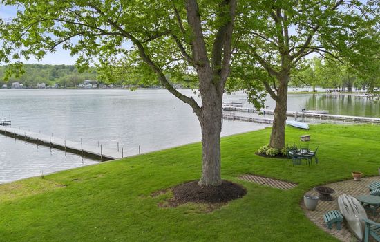 Lake view across the waterfront lawn