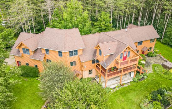 Aerial view of the custom-built home