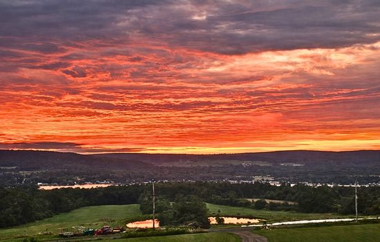 Sunset across the rolling countryside