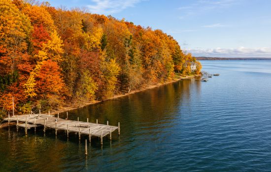 Autumn shoreline along Cayuga Lake